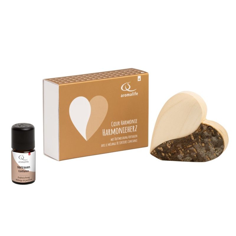 AROMALIFE Geschenkset Harmonie Herz 7cm Holz